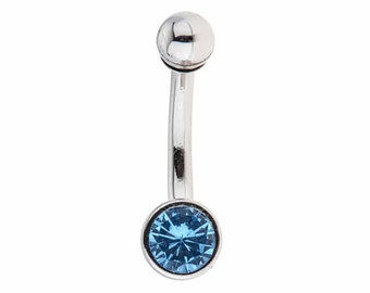 10kt Solid Gold | Blue CZ I Solid Gold | Belly Ring | Belly Button rings | Body Jewelry | Dangle Belly Ring | Everyday Jewelry