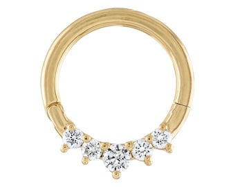 14kt Solid Gold | Genuine Diamond Septum Ring | Body Jewelry | Daith Piercing | Septum Hoop | Nose Hoops | Septum Clicker