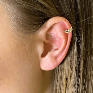 14kt Solid Gold | Genuine Diamond Ear Cuff | Solid Gold | Gold Ear Cuff | Minimalist Ear Cuff | Fake Helix Piercing | Gold Ear Wrap