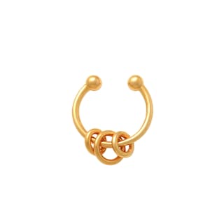 10kt Gold | 3 Kreise Ohrmanschette | Massiv Gold | Gold Ohrmanschette | Minimalistische Ohrmanschette | Fake Helix-Piercing | Gold Ohrschmuck I 8 mm Ohrmanschette