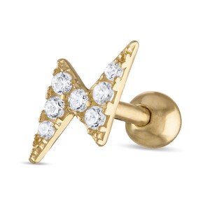 10kt Solid Gold | Helix Piercing | Tragus earring | Cartilage Earring | Lightening Helix | Helix Earring | Minimalistic Jewelry