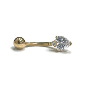 10kt Solid Gold | Heart-Shaped Belly Ring | Naval Ring | Belly Button Rings | Body Jewelry | Dangle Belly Ring | Everyday Jewelry