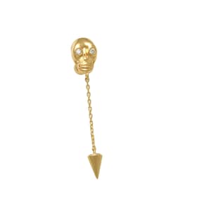14kt Solid Gold | Skull Cartilage | Dangling Spike Cartilage I Solid Gold | Helix Earring | Everyday Jewelry | Minimalistic Jewelry