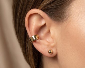 14K Solid Gold Ear Cuff | Gold Cartilage Ear Cuff | No Piercing Ear Wrap | Minimalist Gold Ear Jewelry | Dainty Everyday Gold