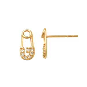 14kt Solid Gold | Diamond Stud Earrings | Paper-Clip Earrings | Diamond Earrings | Minimalist Earrings I Gold Earrings | Genuine Diamonds