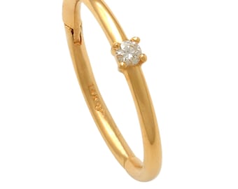 14kt Solid Gold | Genuine Diamond Cartilage Ring | Body Jewelry | Daith Piercing | Septum Hoop | Nose Hoops | Cartilage Clicker | 18 gauge