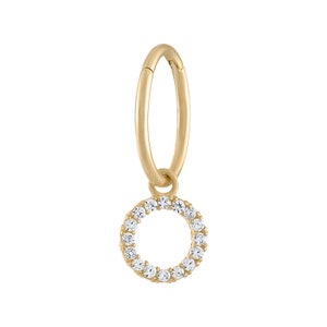 14kt Solid Gold | Hoop Belly Ring | Belly Button Rings | 10K Charm | Personalized Jewelry | Circle CZ Charm I Clicker Belly Hoop