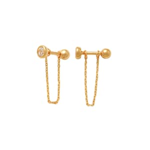 Or massif 14 ct | Cartilage en chaîne pendante | Cartilage coloré I or massif | Boucle d'oreille hélicoïdale | Bijoux de tous les jours | Bijoux minimalistes