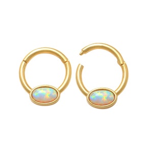 10kt Solid Gold | Septum Ring |  Body Jewelry | Solid Gold | Daith Piercing | Septum Hoop | Nose Hoops | Septum Clicker I Opal Septum Hoop