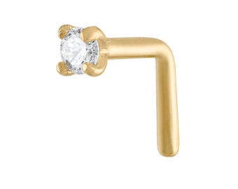 14kt Genuine Diamond Nose Ring | Solid Gold Nose Ring | 14kt Solid Gold | Nose Stud | Gold Nose Stud | Minimalistic Jewelry