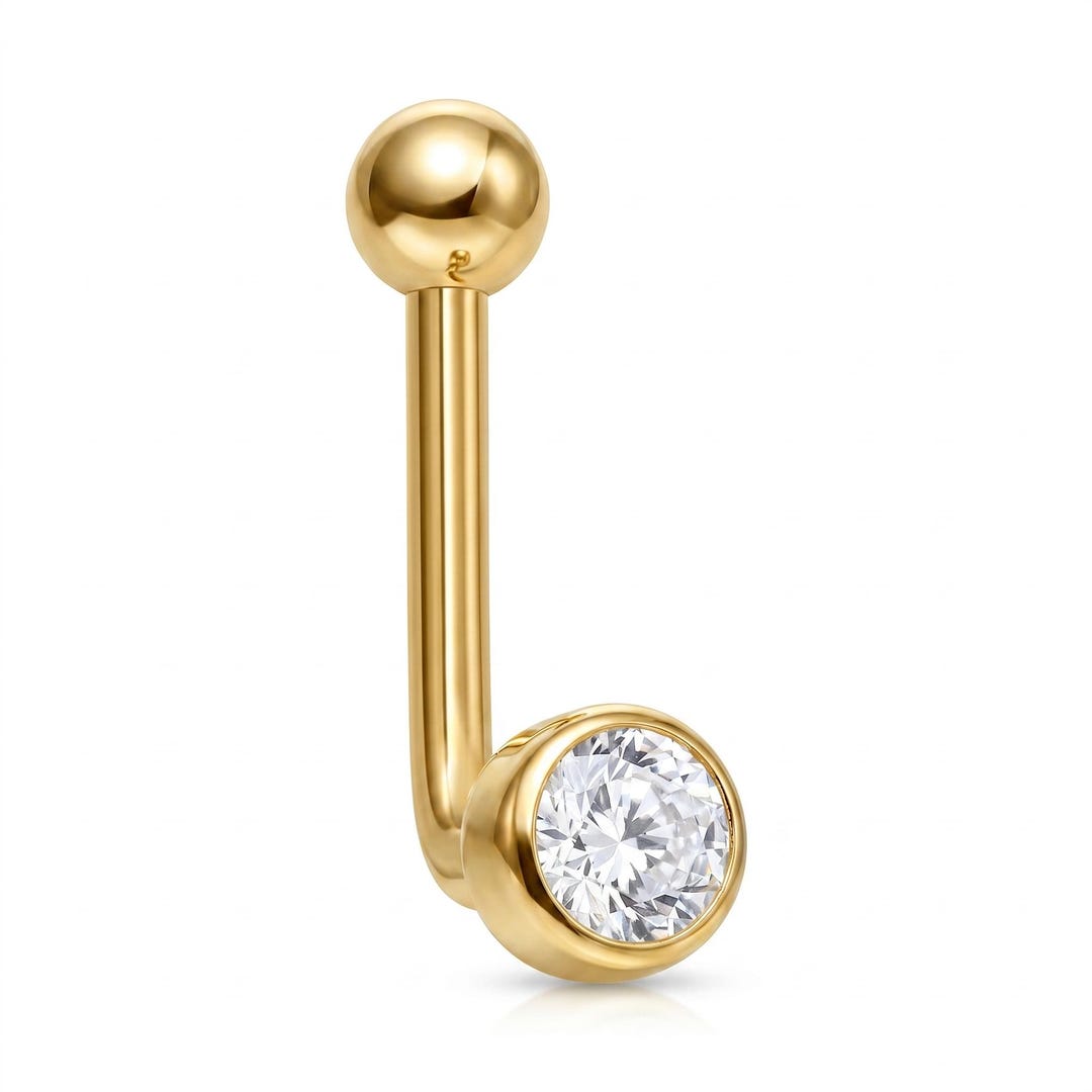14K Solid Gold Christina Piercing | 14G Vertical Barbell | Gold