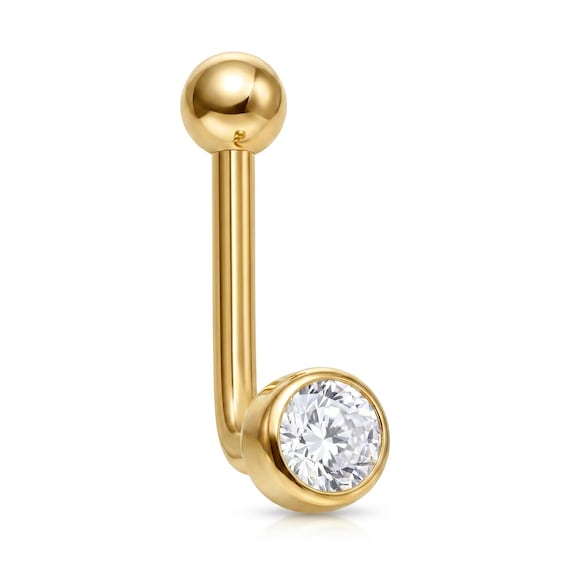 14K Solid Gold Christina Piercing | 14G Vertical Barbell | Gold