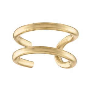 14kt Solid Gold | Ear Cuff | Solid Gold | Gold Ear Cuff | Minimalist Ear Cuff | Fake Helix Piercing | Gold Ear Wrap I Two Lines Ear Cuff