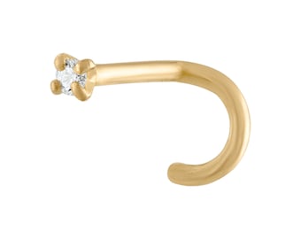 14kt Genuine Diamond Nose Ring | Solid Gold Nose Ring | 14kt Solid Gold | Nose Stud | Gold Nose Stud | Minimalistic Jewelry