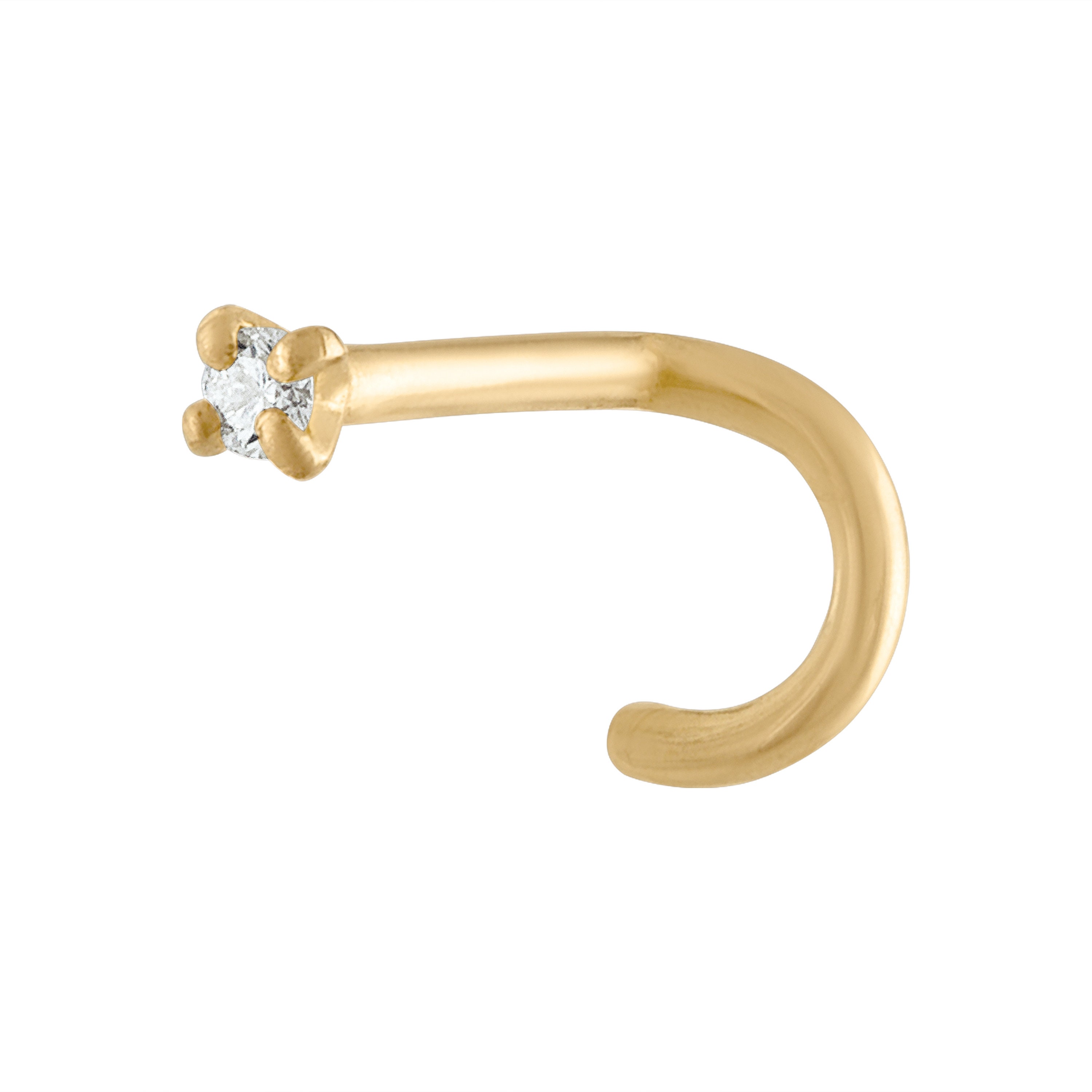 14kt Genuine Diamond Nose Ring | Solid Gold Nose Ring | 14kt Solid Gold | Nose Stud | Gold Nose Stud | Minimalistic Jewelry