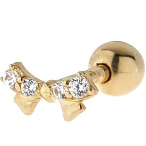 10kt Solid Gold | Lace Cartilage | Helix Piercing | Tragus Earring | Solid Gold | Bow-Tie Helix | Everyday Jewelry | Minimalistic Jewelry