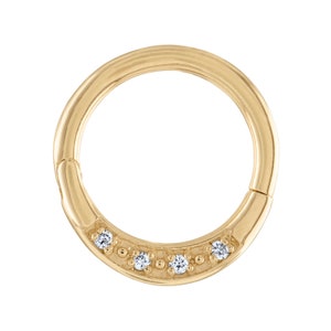 14kt Solid Gold | Genuine Diamond Septum Ring | Nose Jewelry | Daith Piercing | Septum Hoop | Nose Hoops | Septum Clicker