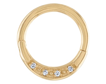 14kt Solid Gold | Genuine Diamond Septum Ring | Nose Jewelry | Daith Piercing | Septum Hoop | Nose Hoops | Septum Clicker