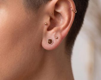 14K Solid Gold Double-Flared Ear Tunnels | Multi-Gauge Plugs (0G–12G) | Fine Body Jewelry