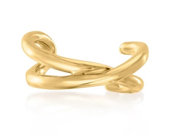 14kt Solid Gold | Ear Cuff | Solid Gold | Gold Ear Cuff | Minimalist Ear Cuff | Fake Helix Piercing | Gold Ear Wrap I Contour Line Ear Cuff