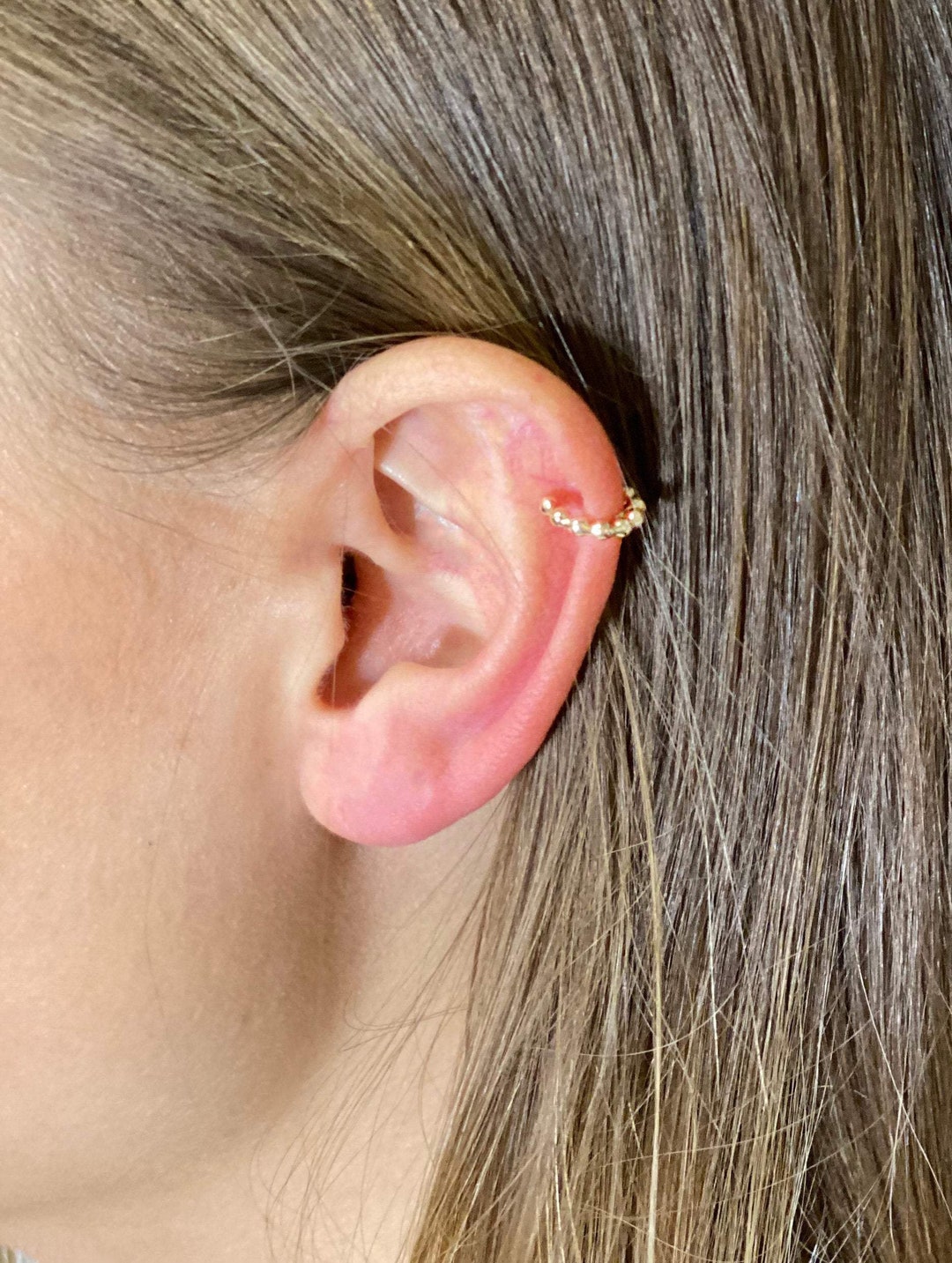 10kt Solid Gold Ear Cuff With Chain Solid Gold Gold Ear Cuff Minimalist