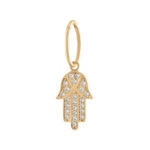 14kt Solid Gold | Hamsa Charm I Hoop Belly Ring | Belly Button Rings | 10K Charm | Personalized Jewelry | Clicker Belly Hoop