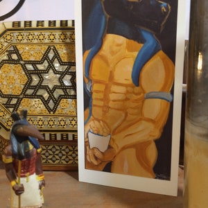 Anubis Pagan Prayer Card  | Original Artwork, cardstock print, witchcraft deity bookmark, art for your altar