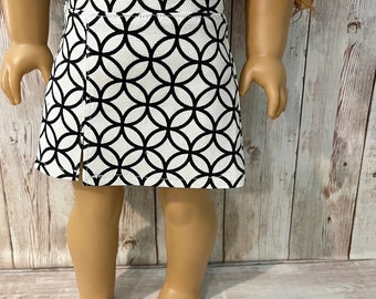 Black and White Mini Skirt with Side Slit  18 inch doll skirts 18 inch doll clothes