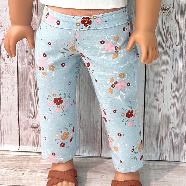 Blue Floral Pants 18 inch doll clothes fits doll like American Girl