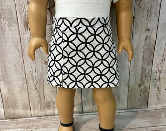 Black and White Mini Skirt with Side Slit  18 inch doll skirts 18 inch doll clothes