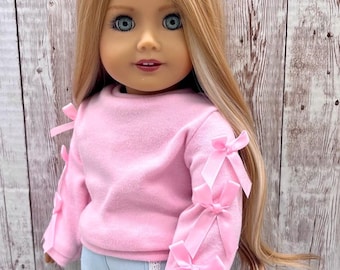 Soft Pink Shirt with Pink Bows 18 inch doll clothes