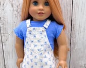 White and Blue Floral Pinafore Dress 18 inch doll clothes