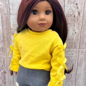 Bright Yellow Shirt with Yellow Bows 18 inch doll clothes