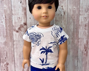 Hawaiian Crewneck Tshirt 18 inch boy doll clothes