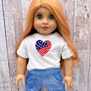Patriotic Heart Tee 18 inch doll clothes