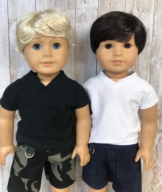 White or Black Vneck Tshirt 18 inch doll shirts