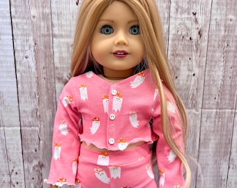 Roze cowgirl halloween-top en broek 18 inch poppenkleding