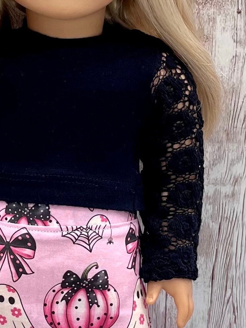 Black Lace Sleeves Tee 18 Inch Doll Clothes Etsy