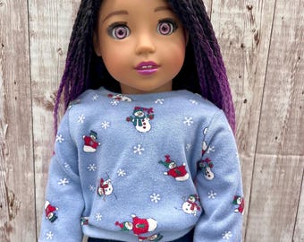 Sneeuwpopsweater 18 inch poppenkleertjes