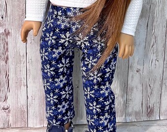 Blue Snowflake Slim Fitting Pants 18 inch doll clothes