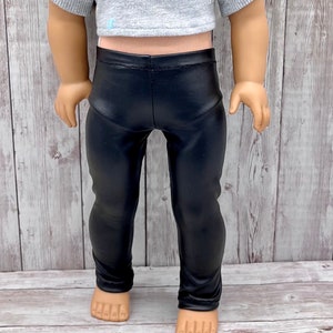 Black Pleather Leggings with just enough stretch 18 inch doll pants 18 inch doll clothes