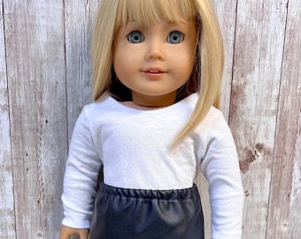 Basic Cropped White Long Sleeve Tee Crewneck 18 inch doll clothes