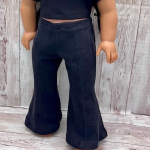 Jean noir en denim à jambe évasée, 18 pouces, vêtements pour poupée