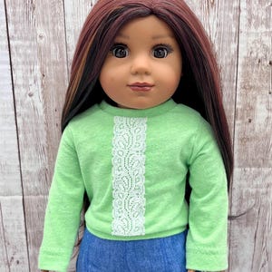 Spring Green Shirt with Lace 18 inch doll clothes