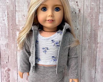 Heather Gray Hoodie Hooded Sweatshirt Jacket Matching pants sold separately