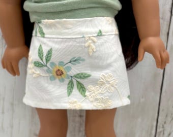 White Mini Skirt with Embroidered details 18 inch doll clothes