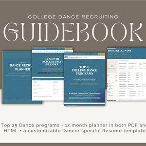 College Dance Recruiting Guide, Top 25 programs, Planner, Resume Template (Digital Download)