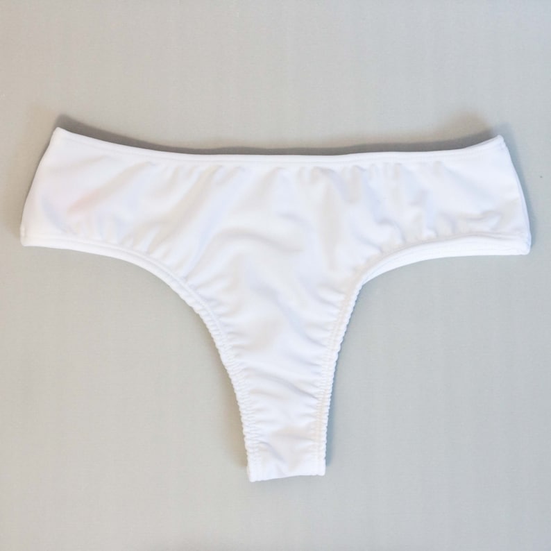Block Color, half thong Cheeky Bikini Bottoms. Bathing Suit. Black, Lilac, and White Available. Make your own bikini. image 3