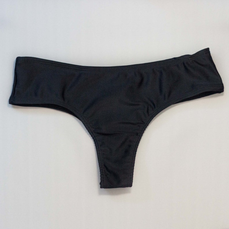 Block Color, half thong Cheeky Bikini Bottoms. Bathing Suit. Black, Lilac, and White Available. Make your own bikini. image 2