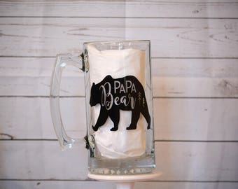 26oz Papa Bear Glass Stein